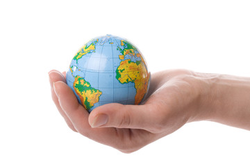 The globe in hands
