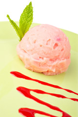 Delicious raspberries ice cream