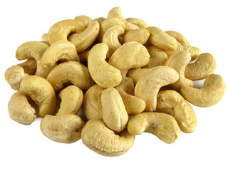 Cashew nuts isolated on a white background.
