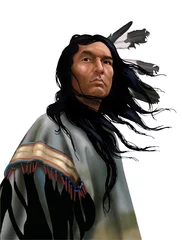 Foto op Plexiglas Lakota krijger op wit © Piumadaquila.it