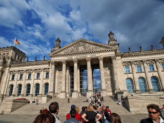Obraz premium schlange stehen, touristen im reichstag