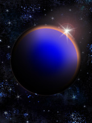Starrise above blue planet