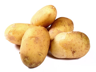 potatoes on white background close up shoot