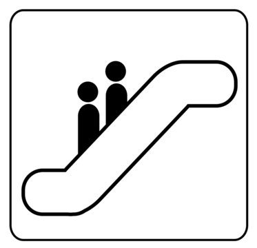 Sign Showing Two People Riding On An Escalator