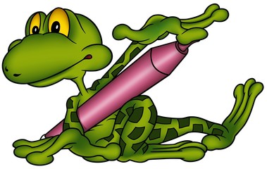 Obraz premium Frog and Marker - colored cartoon illustration