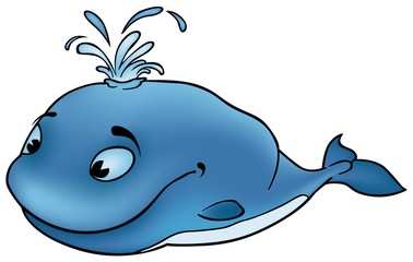 Fototapeta premium Blue Whale - big fish cartoon illustration