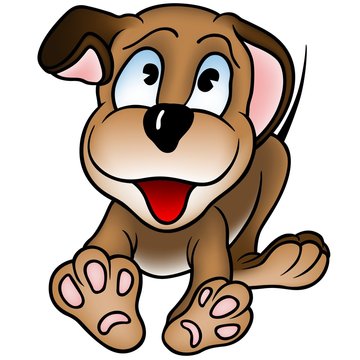 Happy Puppy Dod - colored cartoon illustration