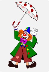 Clown  with  umbrella