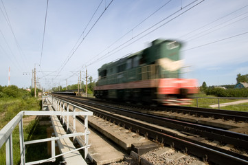 Fototapeta premium A locomotive gathered speed. Railway.