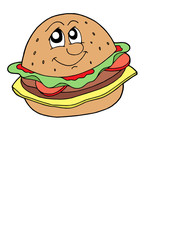 Hamburger with smiling face vector illustration