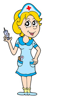 Nurse with hypodermic vector illustration