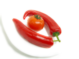 Peppers and tomato