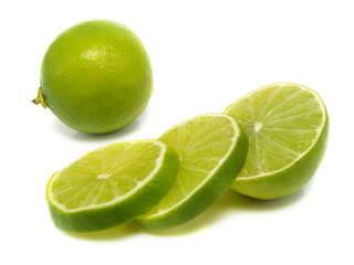 Isolated sliced lime