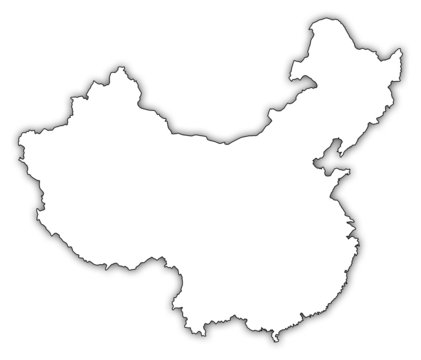 china karte umriss schatten map