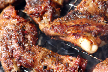 grilled ribs with smoke