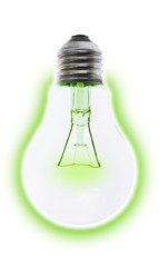 Incandescent light bulb turns "green"