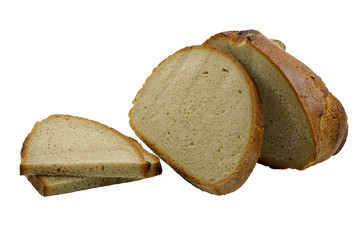 Rye bread on a white background