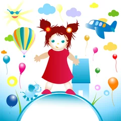 Washable wall murals Aircraft, balloon happy world