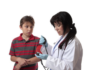 Doctor taking blood pressure