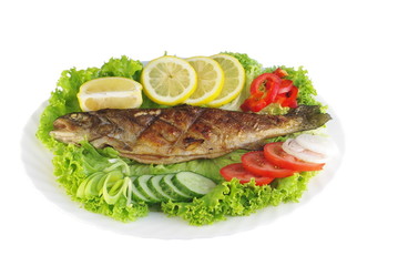baked on plate trout