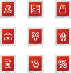 Business icons, red stamp series