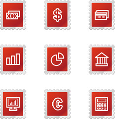 Finance icons, red stamp series