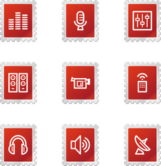 Media icons, red stamp series
