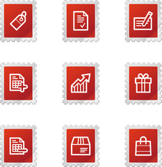 Shopping icons, red stamp series