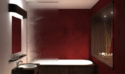 Salle de bain rouge 1
