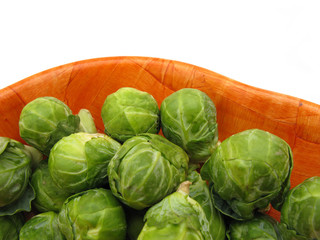 Brussels sprout in wooden dish