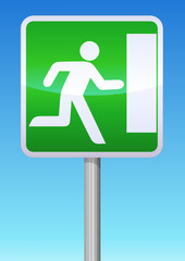 Panneau de signalisation issue de secours