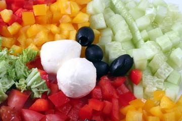 mix salad ingredients  mozarella