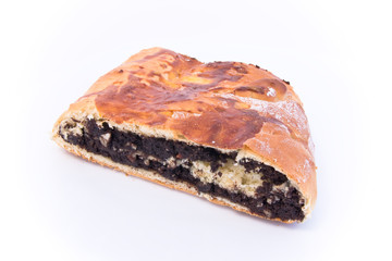 poppy seed cake on white background