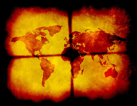 Fototapeta Grungy world map illustration
