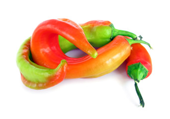 Paprikas hot peppers orange and green
