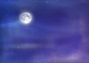 Naklejka na ściany i meble Pleine lune et aurore boréale.