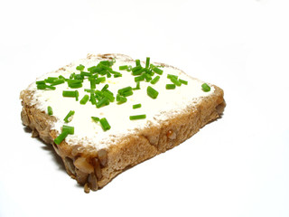 Detail bread with butter and fresh vegetable