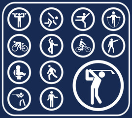 Set buttons. Pictographs of people