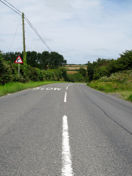 Low Angle View Of An English Country Road.