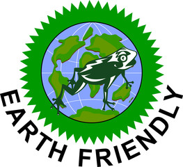 Frog and globe with Eco-friendly symbol