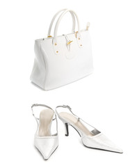 Kit of two items, sexy shoes with high heel and white bag