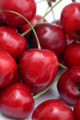 freshly picked heap of cherries