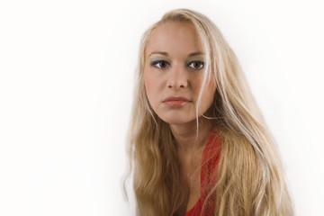 Naklejka premium kobieta z długimi blond włosami