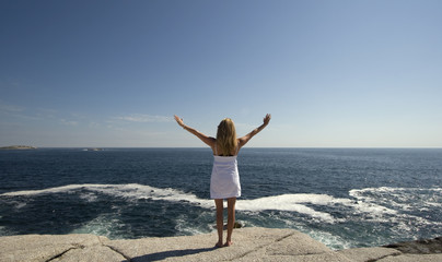 Woman overlooking ocean