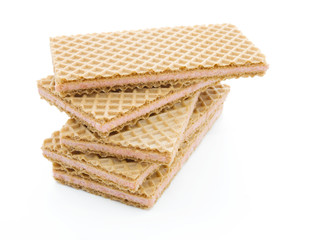 Waffle cake dessert isolated on white background