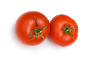 Red tomatoes isolated on the white background