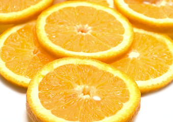 Orange segments isolated on white