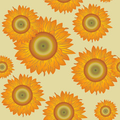 Seamless  with sunflowers