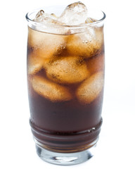 Cold fizzy cola with ice