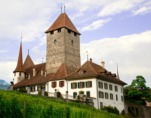 Naklejka premium Spiez Castle, Bern Canton, Switzerland
